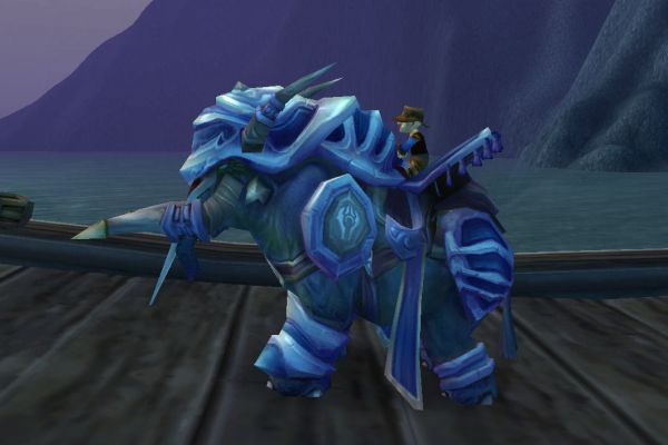 Calsh riding his new Elekk, Jona