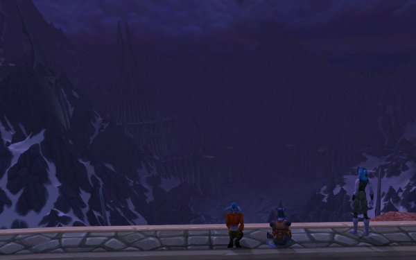 Chelody, Kriysia and Desseral sitting at the edge of Dalaran